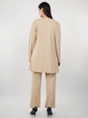 WOMEN'S BEIGE KNITTED THREE PIECE POLYESTER CO-ORDS SET