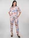 WOMEN'S SWISS SATIN PRINTED SHIRT WITH TROUSERS CO-ORDS SET