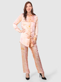 WOMEN'S SATIN PRINTED SHIRT WITH TROUSER CO-ORDS SET