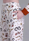 WOMEN'S BULL HORN MIX PRINT SHIRT WITH TROUSER RAYON CO-ORD SET