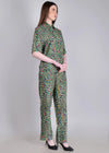 WOMEN'S LEOPARD PRINT SHIRT WITH TROUSERS RAYON CO-ORDS SET