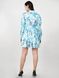 WOMEN'S BUTTERFLY PRINT SWISS SATIN MINI DRESS