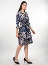 WOMEN'S BLACK FLORAL PRINTED TWILL SHIRT RAYON DRESS