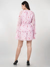 WOMEN'S PINK BLOOM GEORGETTE MINI DRESS