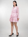 WOMEN'S PINK BLOOM GEORGETTE MINI DRESS