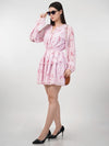 WOMEN'S PINK BLOOM GEORGETTE MINI DRESS