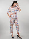 WOMEN'S SWISS SATIN PRINTED SHIRT WITH TROUSERS CO-ORDS SET