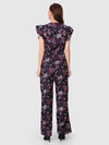 WOMEN'S NAVY BLUE FLORAL PRINT RAYON JUMJPSUIT