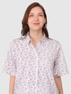 WOMEN'S PRINTED SHIRT WITH TROUSERS COTTON CO-ORDS SET