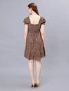 WOMEN'S LEOPARD PRINT SMOCKING RAYON MINI DRESS