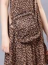 WOMEN'S LEOPARD PRINT SMOCKING RAYON MINI DRESS