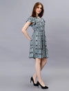 WOMEN'S PRINTED FIT AND FLARE RAYON DREESS